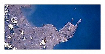 Nankumba Peninsula, southern Lake Malawi,
NASA photo edited by M.K. Oliver